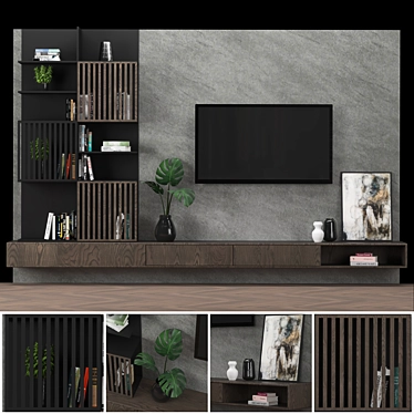 Modular TV Wall Unit | High Quality Textures & Models 3D model image 1 