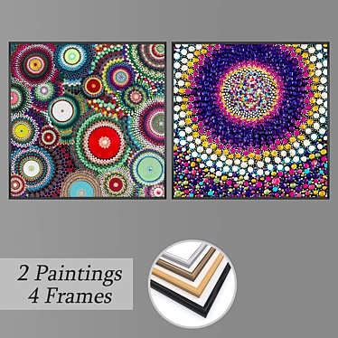 Elegant Wall Art Set with 2 Paintings 3D model image 1 