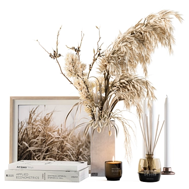 Boho Home Décor: Dried Plant & Pampas Set 3D model image 1 