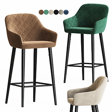 Onix Velvet Bar Stool: Sleek & Stylish 3D model image 1 