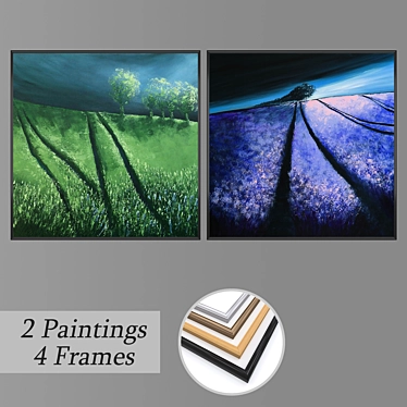 Elegant Wall Painting Set 3D model image 1 