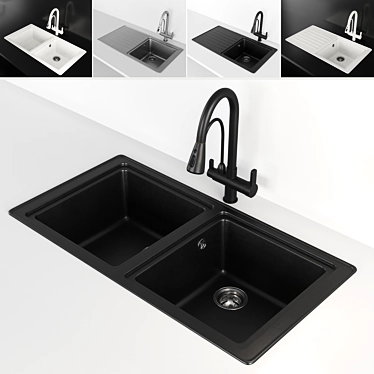 Vidric Deck Sink: Stylish, Durable, and Versatile! 3D model image 1 