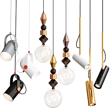 Elegant Pendant Lighting Set 3D model image 1 