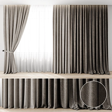 Elegant Window Drapes 3D model image 1 