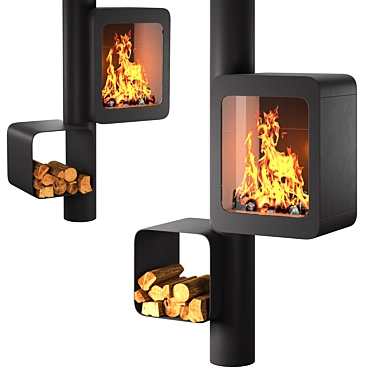 Exquisite Wood-Burning Steel Stove: GRAPPUS 3D model image 1 
