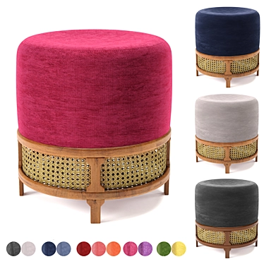 Elegant Velvet Pouf - Wood Tailors Club 3D model image 1 