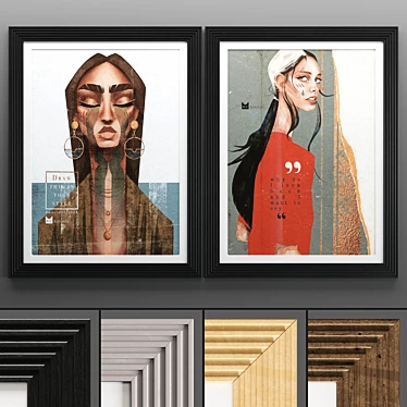 Modern 2-Piece Art Frames 3D model image 1 