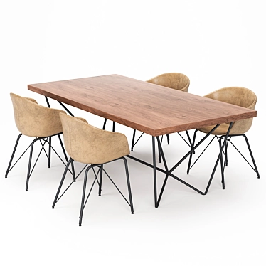 Modern Dining Table Set - Gemma 3D model image 1 