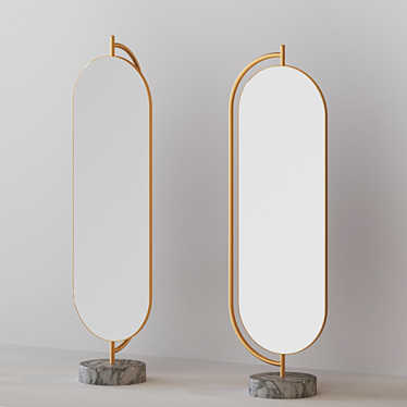 Glamorous Giove: Full-Length Mirror with Brass Base 3D model image 1 