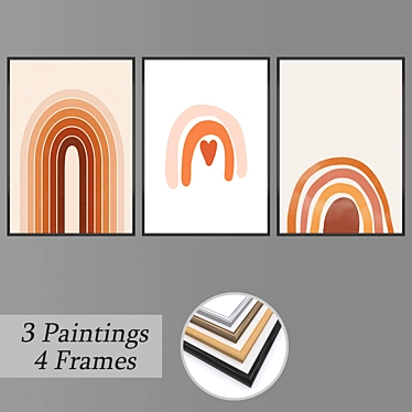 Artistic Wall Decor Set with Multiple Frame Options 3D model image 1 