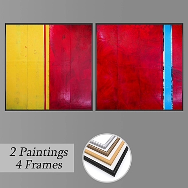 Abstract Wall Art Set with Multiple Frames 3D model image 1 