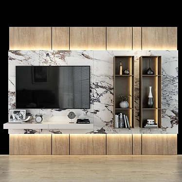 Stylish TV Shelf: 0130 3D model image 1 