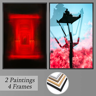 Stylish Wall Paintings Set 3D model image 1 