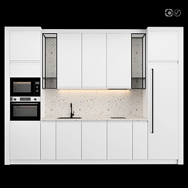 Modern Modular Kitchen: Small & Stylish 3D model image 1 