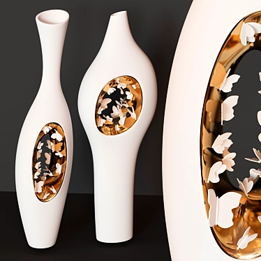 Ellipsis Butterfly Gold Porcelain Vase 3D model image 1 