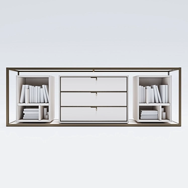Modern Metal Cabinet with Glass Front Side 3D model image 1 