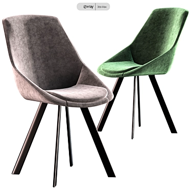 Ritz Velour Chair - Stylish Comfort 3D model image 1 
