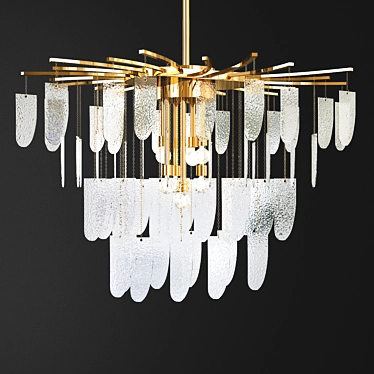 Murano Glass Chandelier: Silver Leaf Textured 3D model image 1 