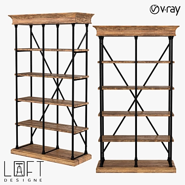 RACK LoftDesigne 7090: Stylish Wood and Metal Storage 3D model image 1 