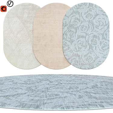 Quality Textured Oval Rugs 3D model image 1 