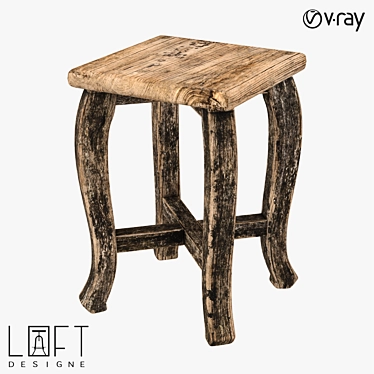 Stylish 35553 Wooden Stool 3D model image 1 