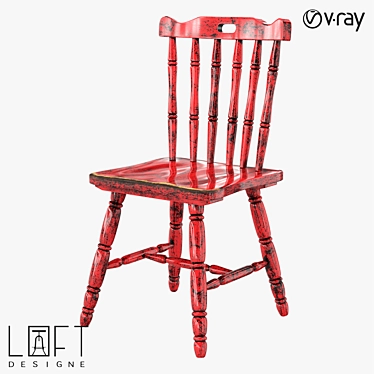 LoftDesigne 35554 Wooden Chair 3D model image 1 