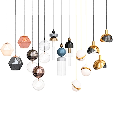 Exclusive Pendant Lights Set-14: Modern, Stylish Lighting Solution 3D model image 1 