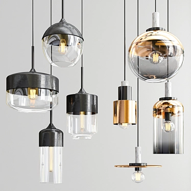 Nordic Glass Pendant Lighting 3D model image 1 