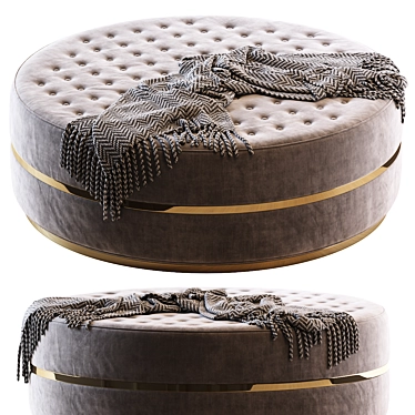 Elegant Capitonne Pouf - 120x120x40 3D model image 1 