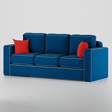 Sleek Blue Velvet Sofa 3D model image 1 