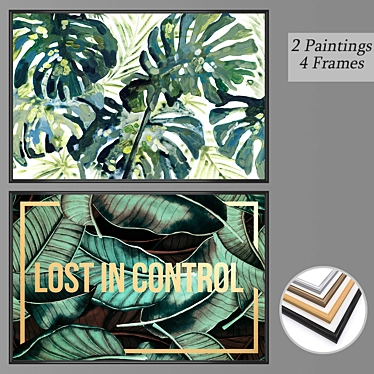 Artistic Duality Set: 2 Paintings, 4 Frame Options 3D model image 1 