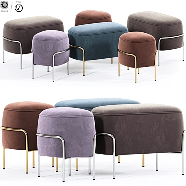 Elegant Hubsch Pouf: Versatile and Stylish 3D model image 1 