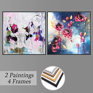 Artistic Set: 2 Paintings, 4 Frame Options 3D model image 1 