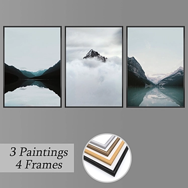 Eclectic Framed Wall Art Set 3D model image 1 