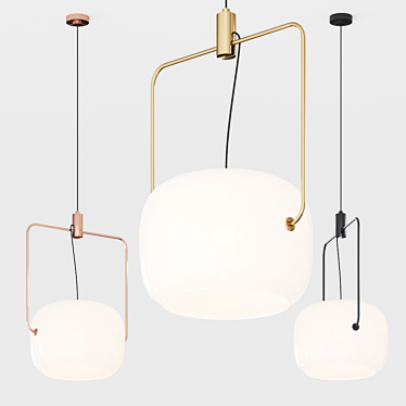 French Elegance: Galet Pendant Lamp 3D model image 1 