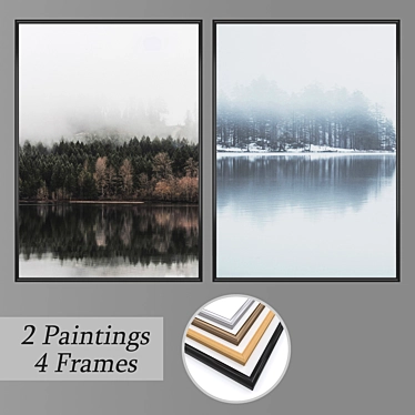 Artful Trio: Set of Frameable Wall Paintings 3D model image 1 