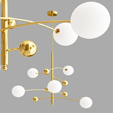 Globe Mobile 5-Light Brass Chandelier 3D model image 1 