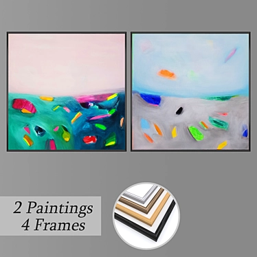 Versatile Set: 2 Paintings, 4 Frames 3D model image 1 