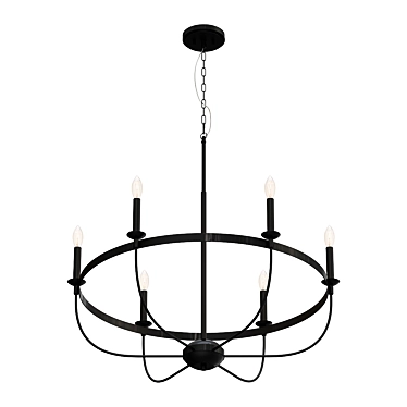 Sleek Noir Cage Pendant - 6 Light 3D model image 1 