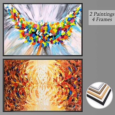 Modern Wall Art Set with Frame Options 3D model image 1 