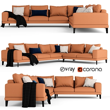 Modern Nelson Corner Sofa 3D model image 1 