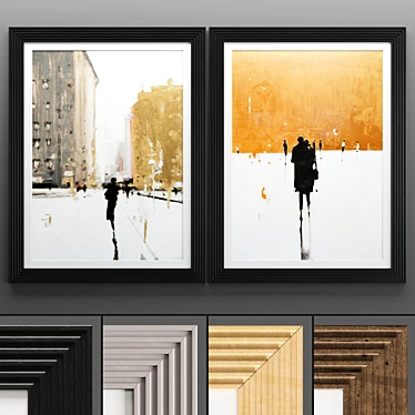 Elegant Dual Color Art Frames 3D model image 1 