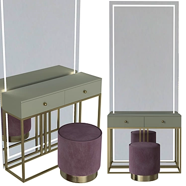 Luxury Console Dressing Table Set 3D model image 1 