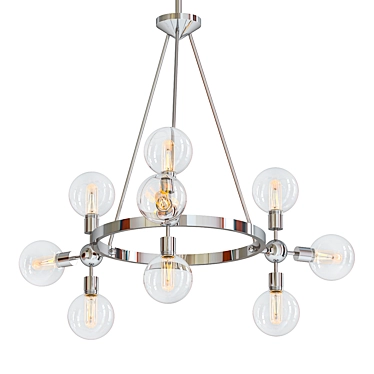 Sleek Adjustable Globe Chandelier 3D model image 1 