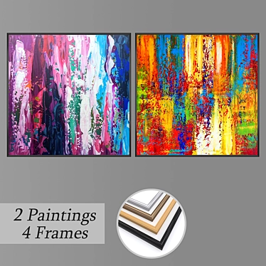 Elegant Wall Art Set with Frame Options 3D model image 1 