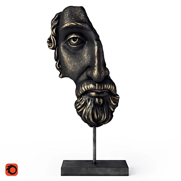 Waraji Face Shaped Figurine: Unique Decoration 3D model image 1 
