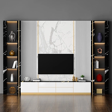 Sleek and Spacious TV Stand 3D model image 1 