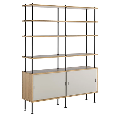 Vintage Modular Shelving System 3D model image 1 