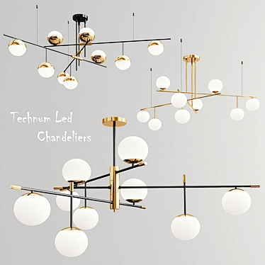 Modern LED Chandelier - 3 Designs 3D model image 1 