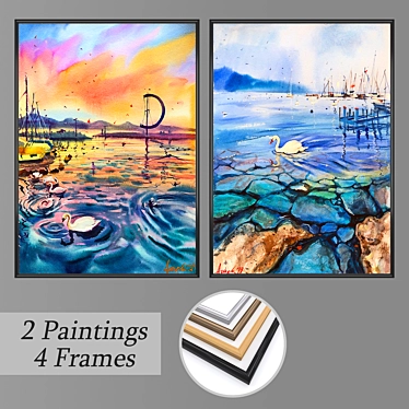 Artful Wall Paintings: Set of 2 3D model image 1 